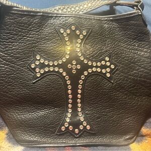 Raviani Black Leather Saworski Crystal Purse